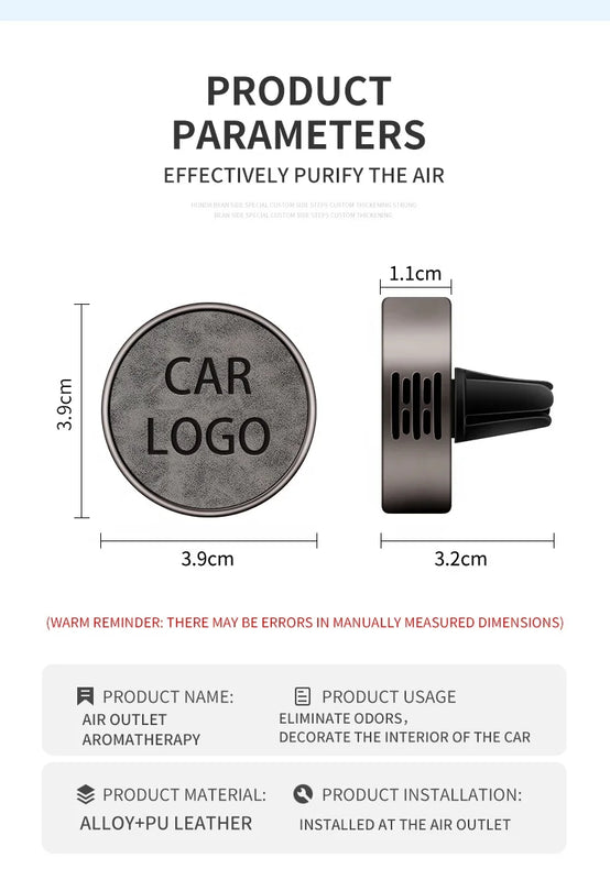 Car Aroma Diffuser Air Outlet Ornament Zinc Alloy Leather Material