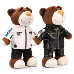 30CM Super Cool Motorcycle Bear Doll Locomotive Teddy Bear Mini Helmet Bear