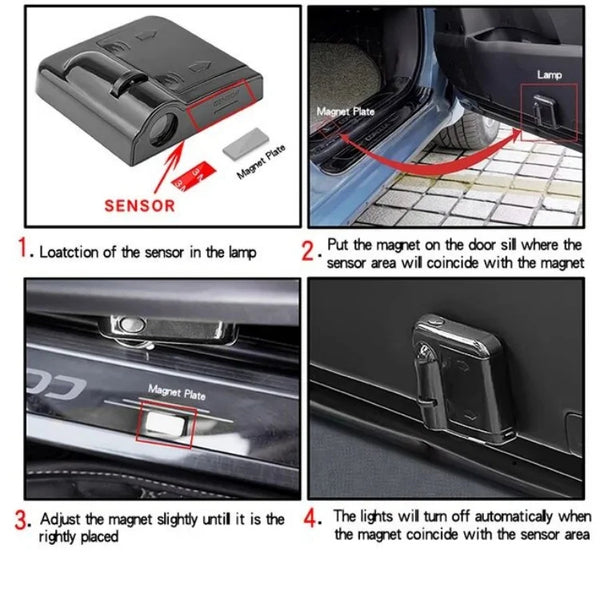 Car Entrance Welcome Door Projector Shadow Wireless Light 2 Pcs Set