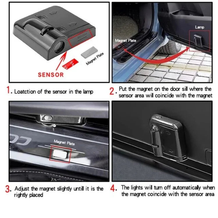 Car Entrance Welcome Door Projector Shadow Wireless Light 2 Pcs Set