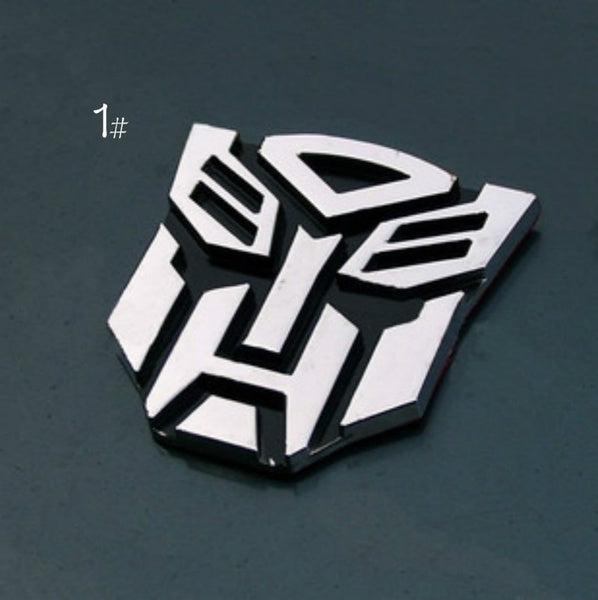 3D Transformer Autobot Metal Sticker Decal Silver (7x7 cm)
