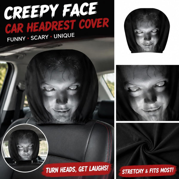 2pcs Modern Style Hooded Bright-Eyed Mysterious Portrait Pattern Car Headrest Covers