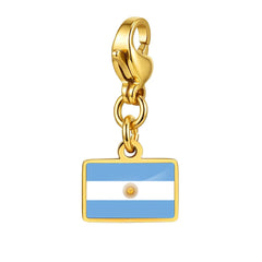Country Flag Charms Stainless Steel Gold Plated