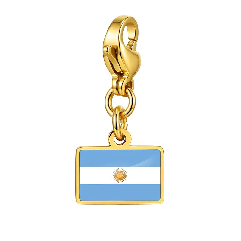 Country Flag Charms Stainless Steel Gold Plated