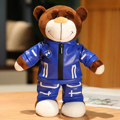 30CM Super Cool Motorcycle Bear Doll Locomotive Teddy Bear Mini Helmet Bear