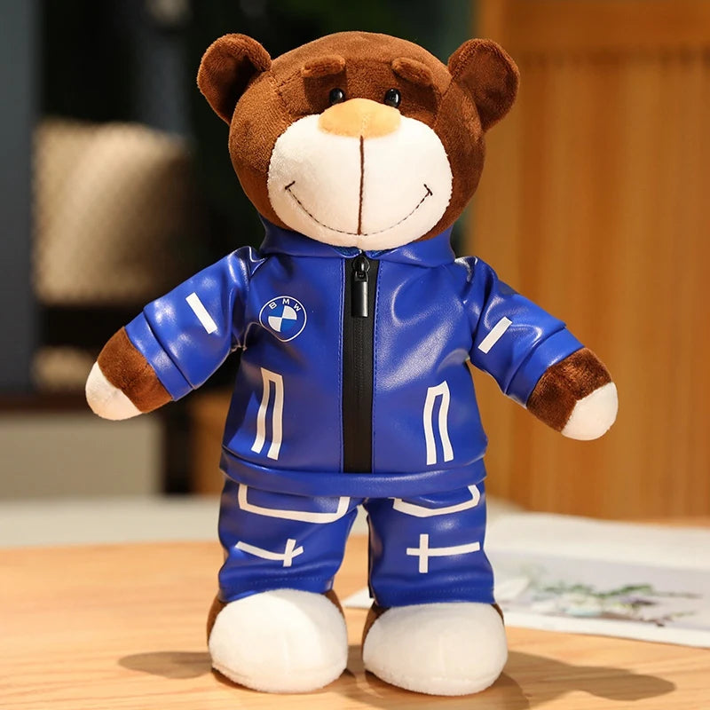 30CM Super Cool Motorcycle Bear Doll Locomotive Teddy Bear Mini Helmet Bear