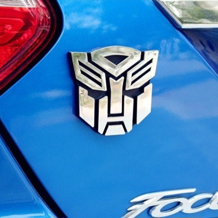 3D Transformer Autobot Metal Sticker Decal Silver (7x7 cm)