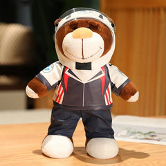 30CM Super Cool Motorcycle Bear Doll Locomotive Teddy Bear Mini Helmet Bear