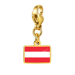 Country Flag Charms Stainless Steel Gold Plated