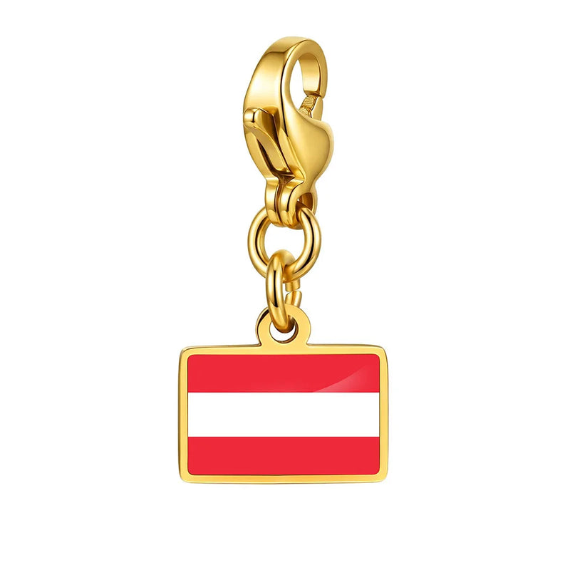 Country Flag Charms Stainless Steel Gold Plated