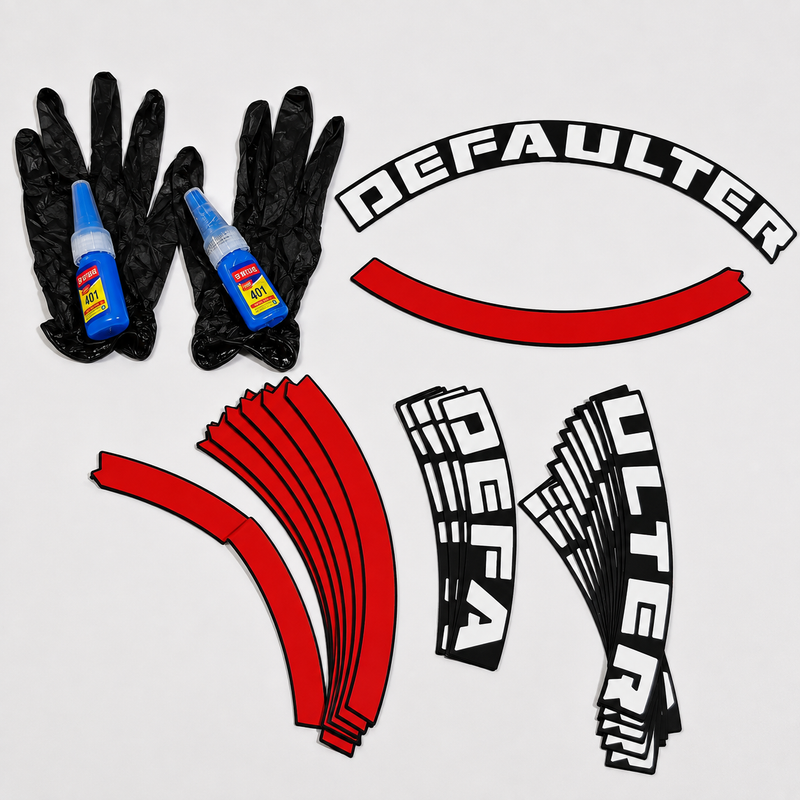 Defaulter Tyre Stickers With Strips, Glue, Gloves