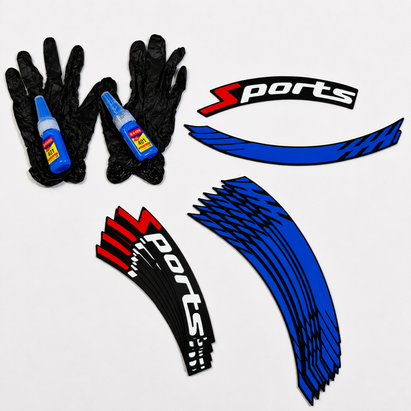 Sports Tyre Stickers With Strips, Glue, Gloves