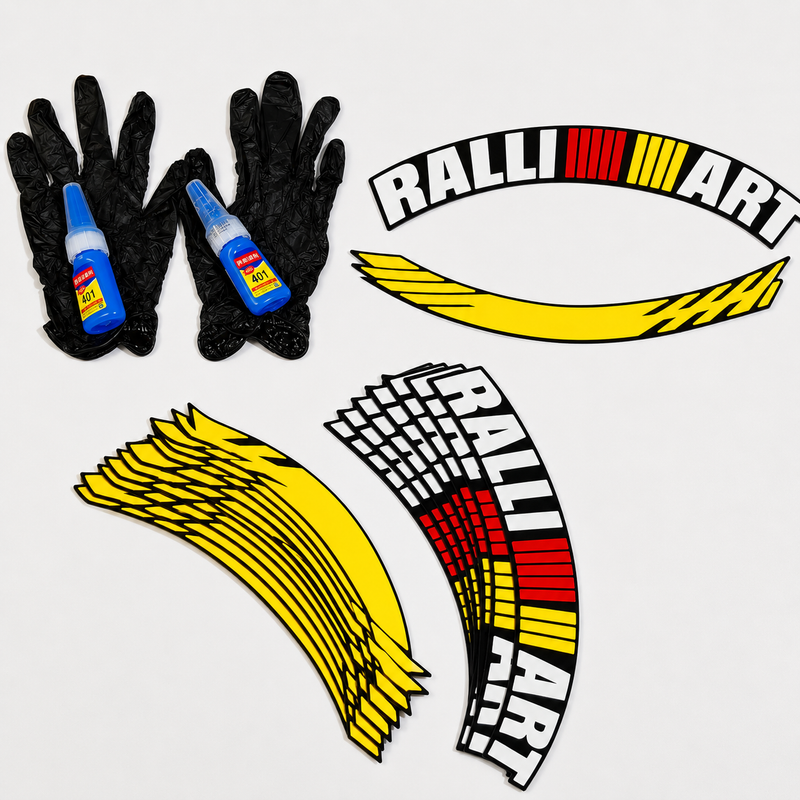 Ralli Art Tyre Stickers With Strips, Glue, Gloves