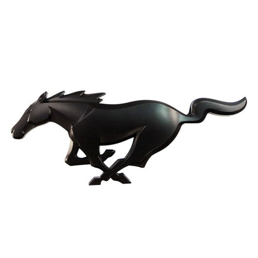 3D Mustang Horse Metal Sticker Decal Black (16 x 6 cm)