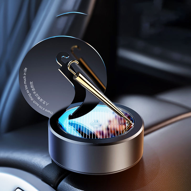 Golden Umbrella Solar Powered Rotating Car Perfume | Dashboard Air Freshener Diffuser | Battery-Free & Eco-Friendly