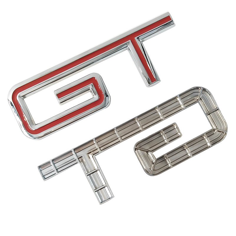 3D GT v2.0 Metal Sticker Decal Red/Silver (11x3.5 cm)