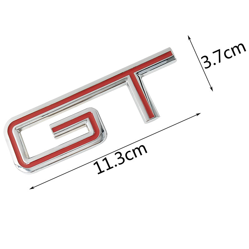 3D GT v2.0 Metal Sticker Decal Red/Silver (11x3.5 cm)