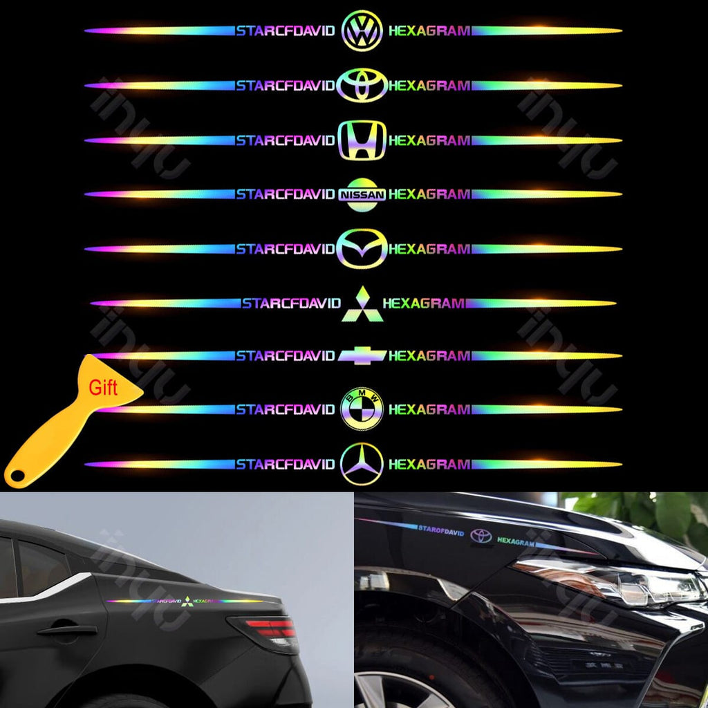 Colorful Laser Reflective Car Sticker Brand Logo 2 Pcs
