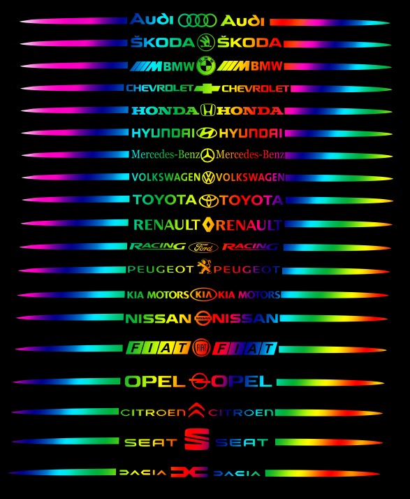 Brand Logo Laser Reflective Car Sticker Brand Logo 2 Pcs