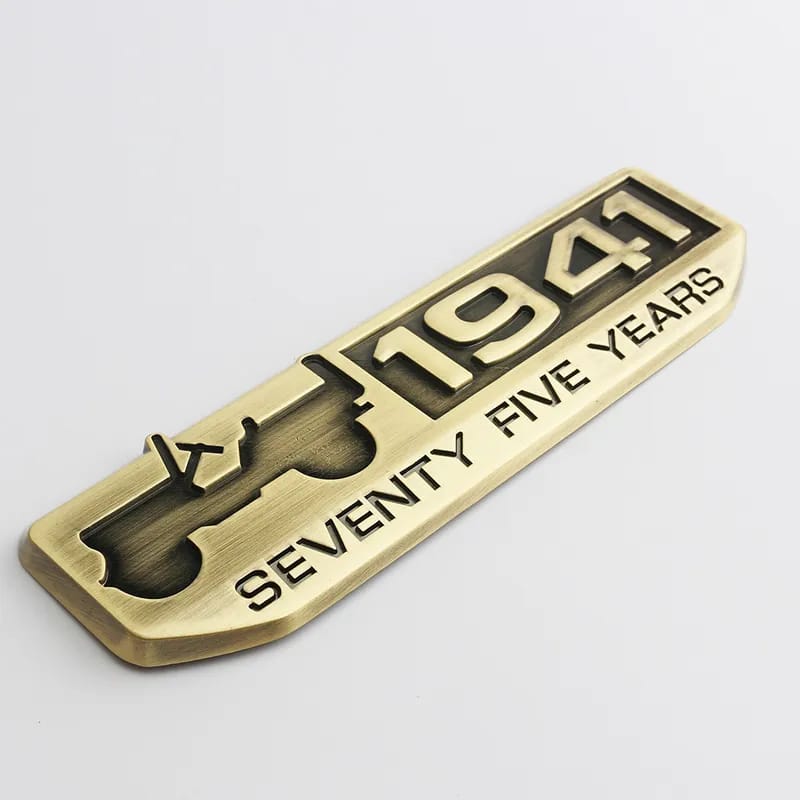 3D Jeep 75th Anniversary Metal Sticker Decal Gold