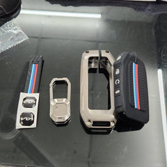 Kia Facelift 4 Button Keyless Push Button Key Premium Metal Alloy Keycase with Holder & Rope Chain