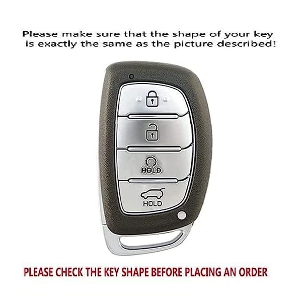 Hyundai Alcazar/Creta/i20 (4 Button Remote Key) Carbon Abs Keycase with Chain