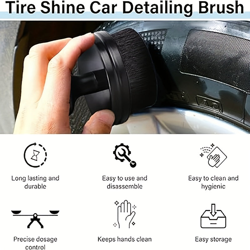 2pcs Set of Car Detailing Brushes, Portable Car Tire Brushes, with Cap Design, High-Density Soft Bristle Detailing Brushes, for Car Tire Glossy Polishing Wax Application