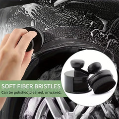 2pcs Set of Car Detailing Brushes, Portable Car Tire Brushes, with Cap Design, High-Density Soft Bristle Detailing Brushes, for Car Tire Glossy Polishing Wax Application