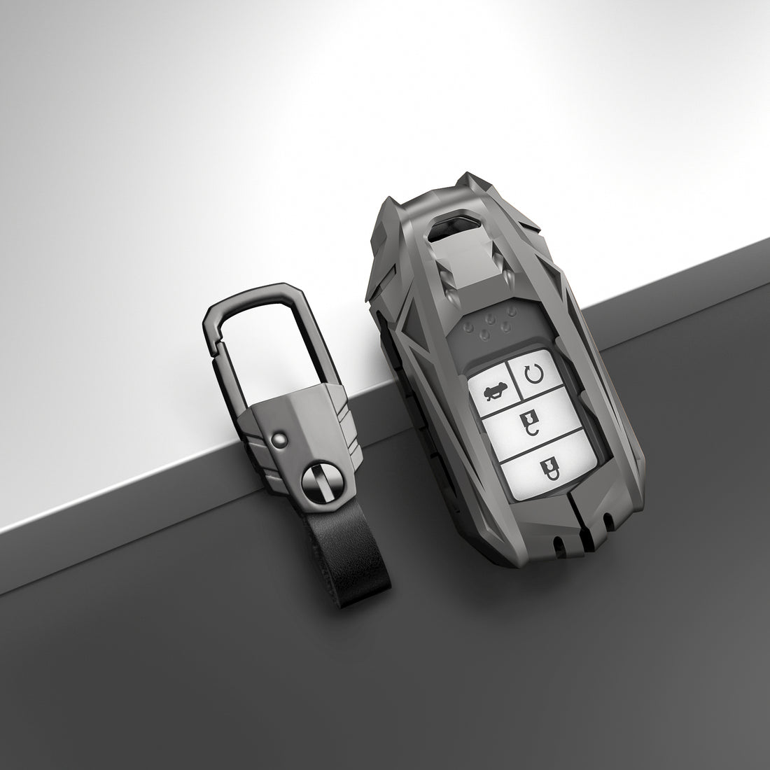 Honda 2/3/4 Button Key Armour Metal Alloy Keycase with Holder & Rope Chain