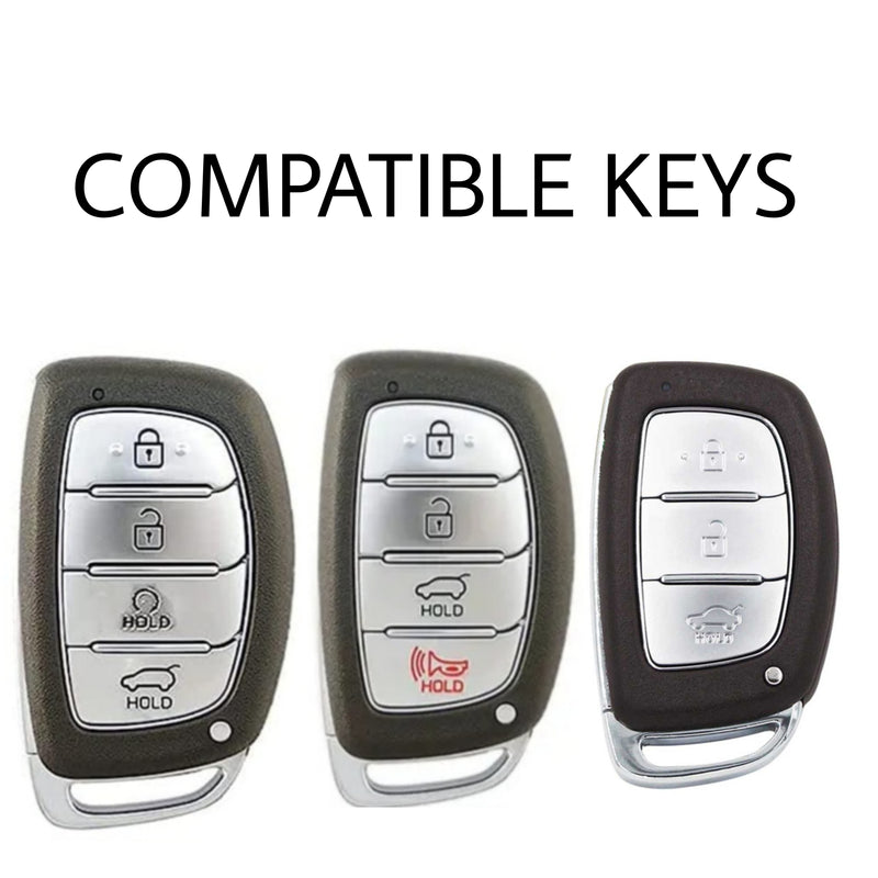 Hyundai Creta/Alcazar/i20/Aura 3,4 Button Key Armour Metal Alloy Keycase with Holder & Rope Chain