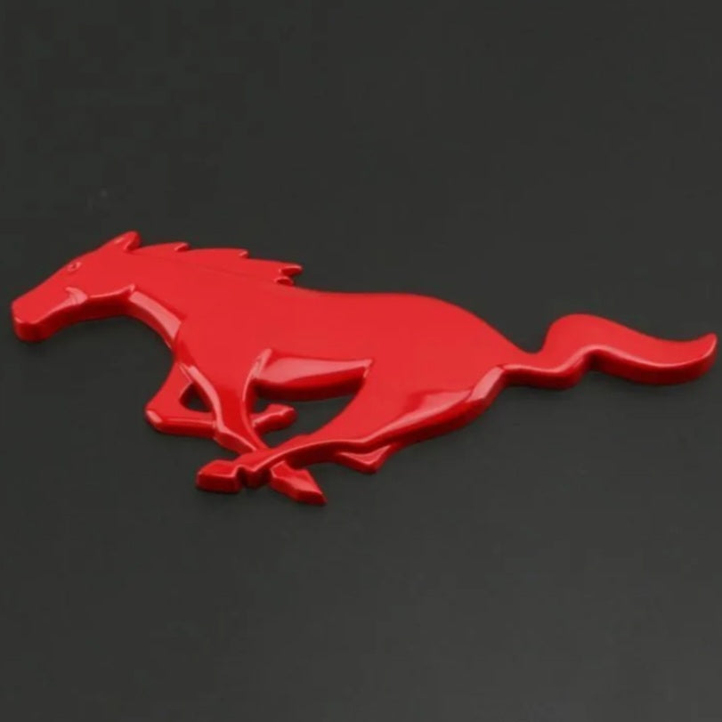 3D Mustang Horse Metal Sticker Decal Red (16 x 6 cm)