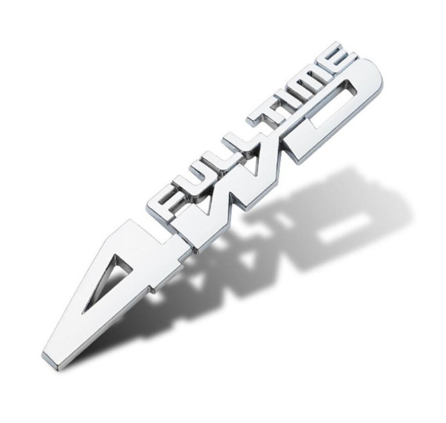 3D 4WD Fulltime Metal Sticker Decal Silver (15.5x2.7 cm)