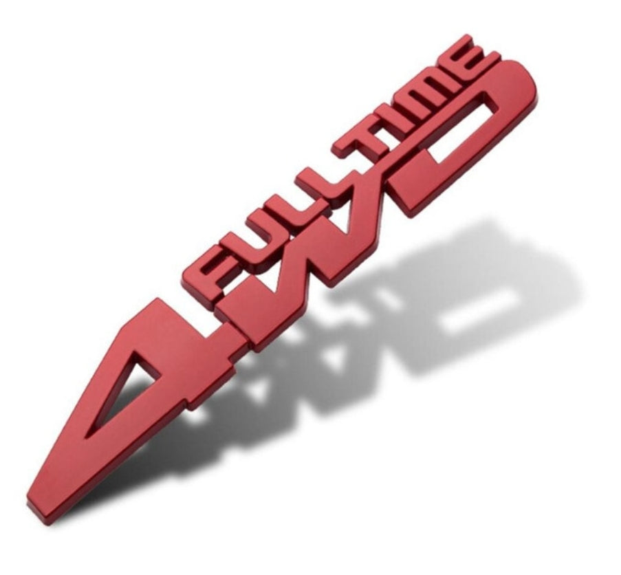 3D 4WD Fulltime Metal Sticker Decal Red (15.5x2.7 cm)