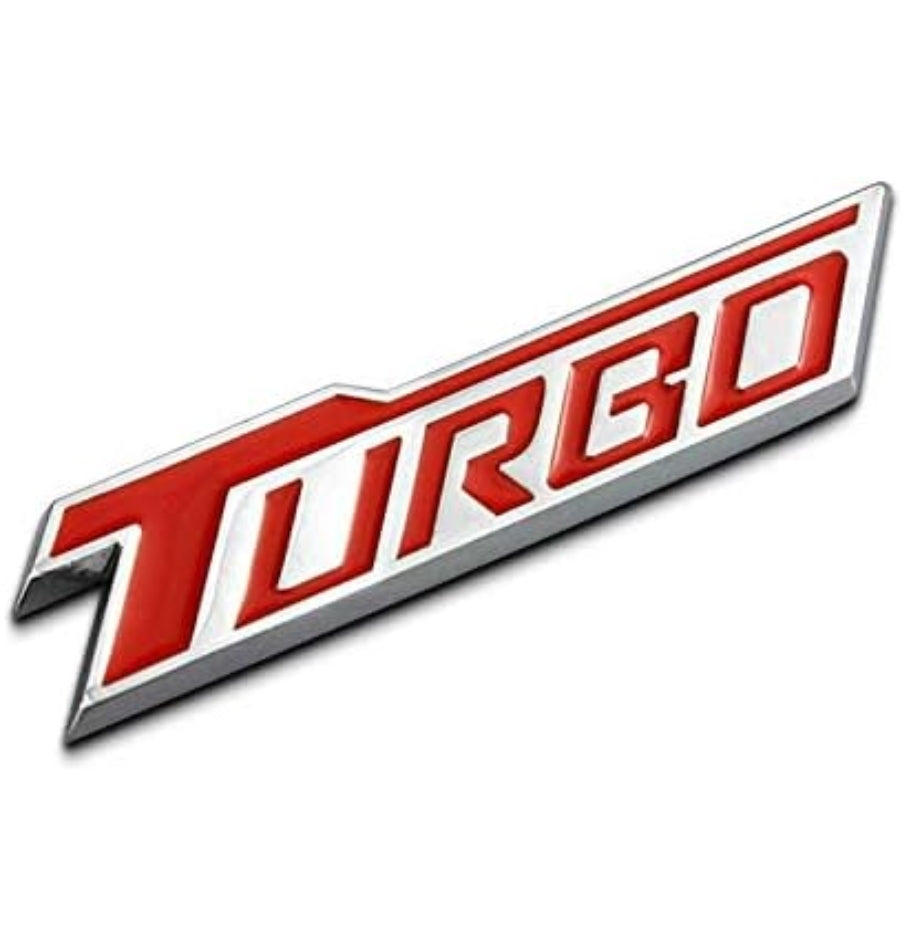 3D Turbo v4.0 Metal Sticker Decal Red/Silver (8x1.5 cm)