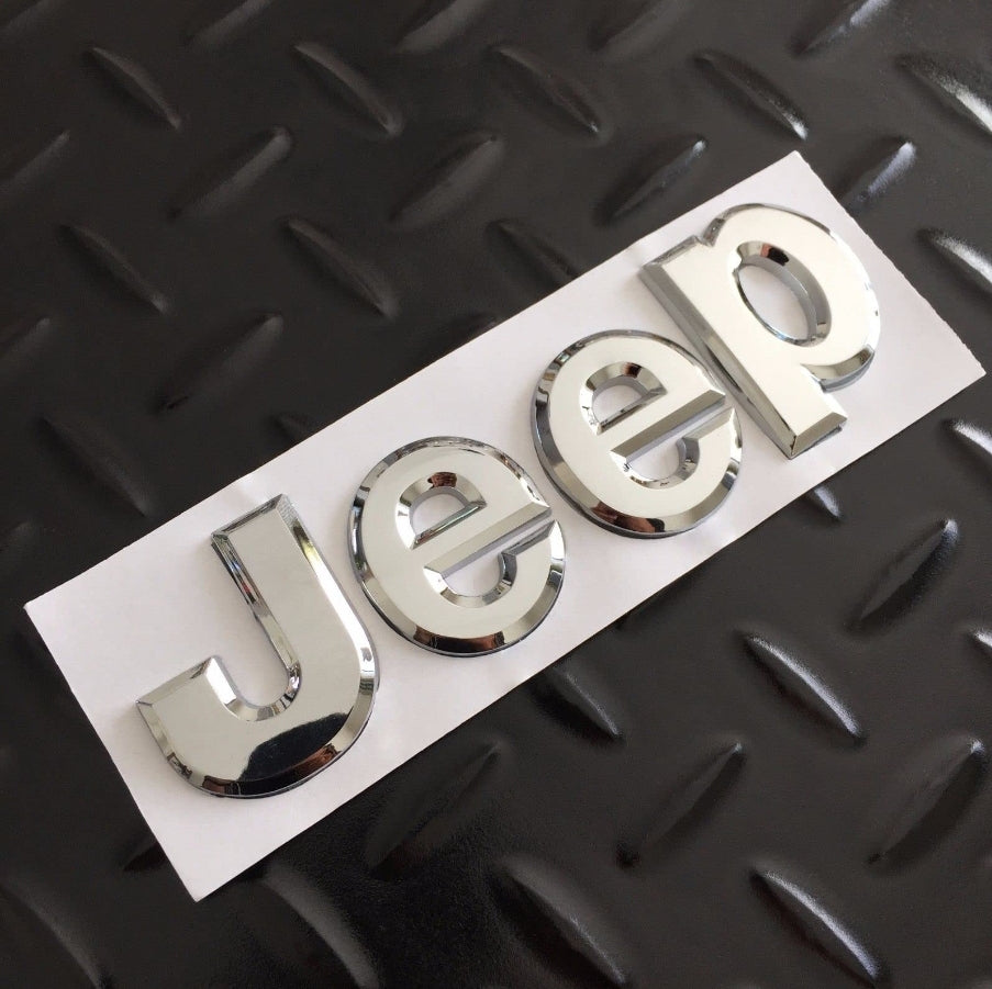 3D Jeep Metal Sticker Decal Silver (13.5x4 cm)