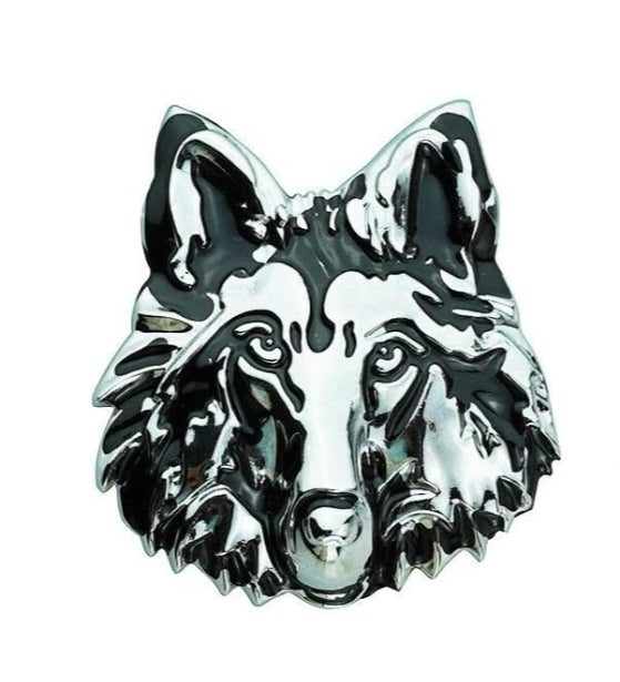 3D Wolf Metal Sticker Decal Silver (6.5x6 cm)