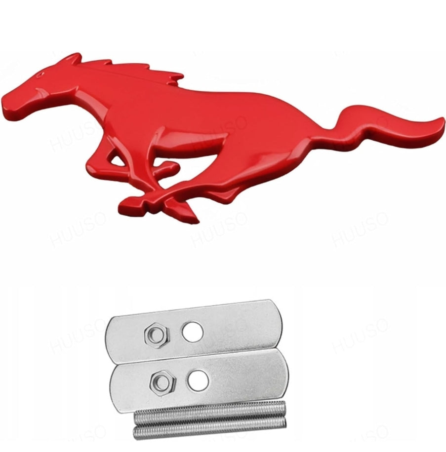 Mustang Horse Red Grille Metal Emblem