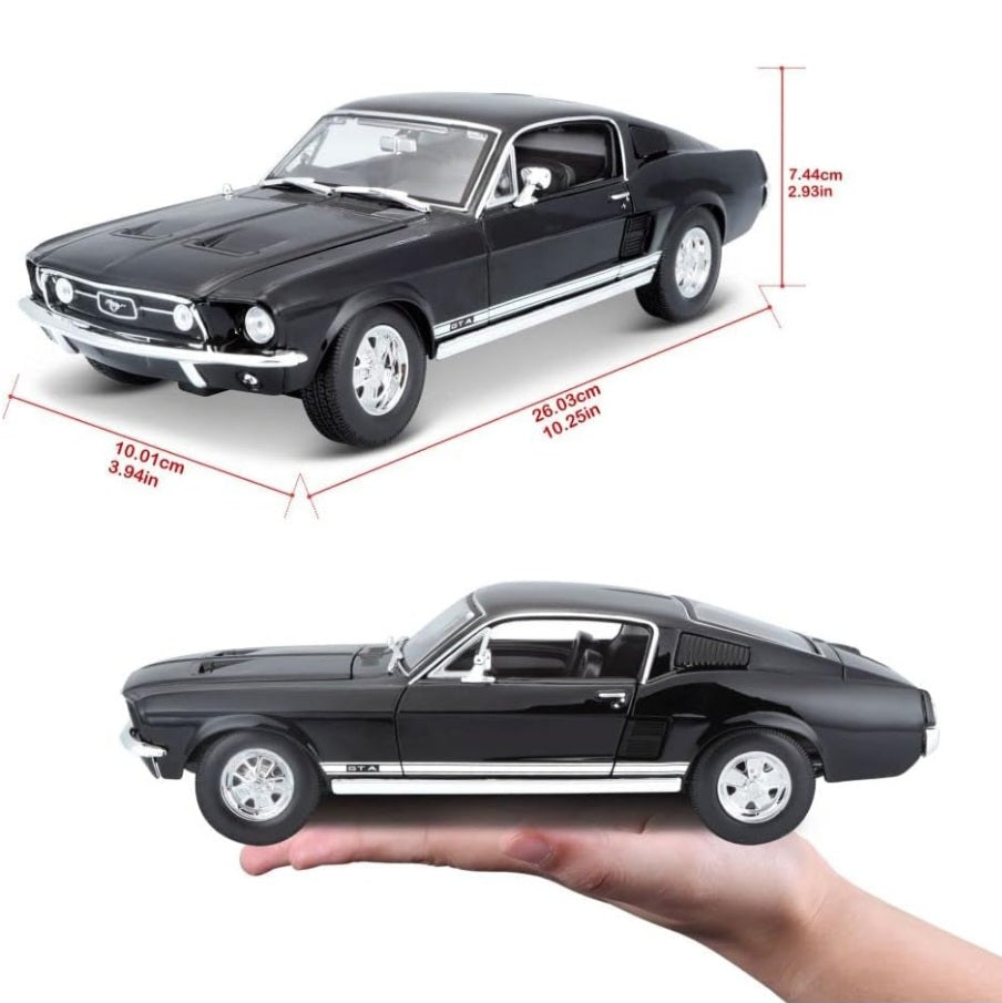Ford Mustang 1967 GTA FastBack Black Licensed  Maisto 1:18 Diecast Scale Model Car