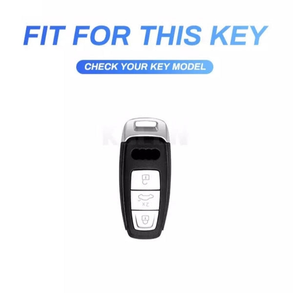 Audi New Key Armour Metal Alloy Keycase with Holder & Rope Chain