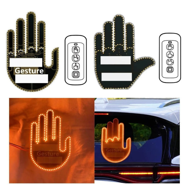 3in1 Car Finger Gesture Light with Remote Signs Gesture Light Car Rear Window Lamp