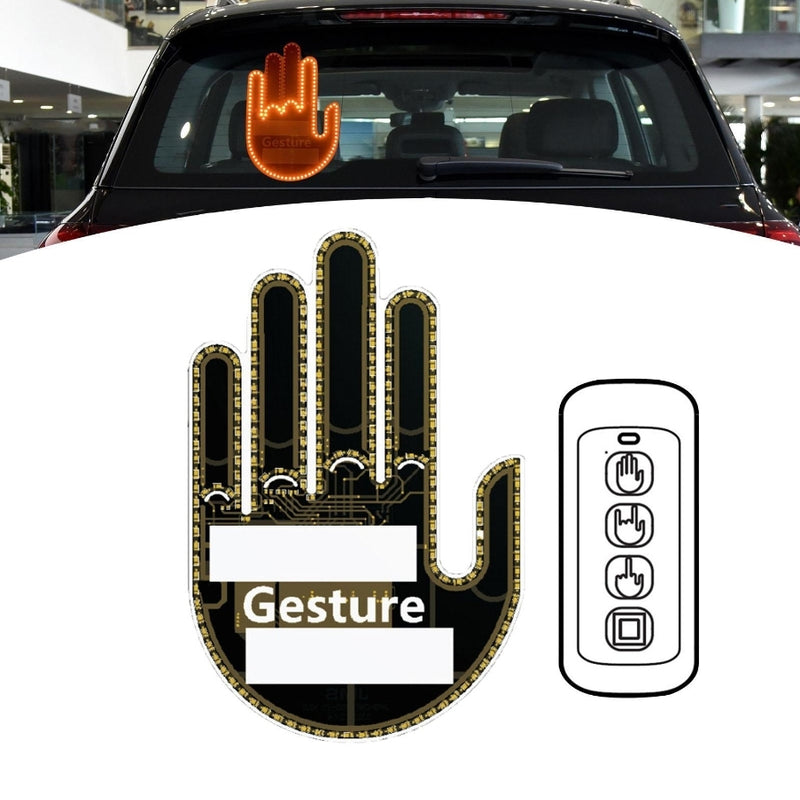 3in1 Car Finger Gesture Light with Remote Signs Gesture Light Car Rear Window Lamp