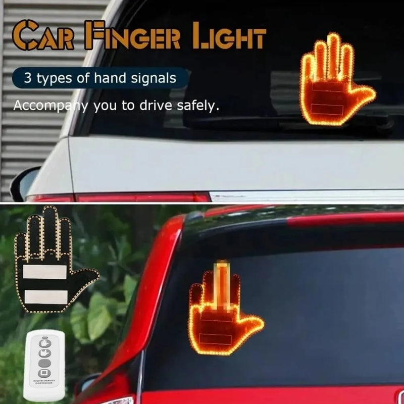 3in1 Car Finger Gesture Light with Remote Signs Gesture Light Car Rear Window Lamp