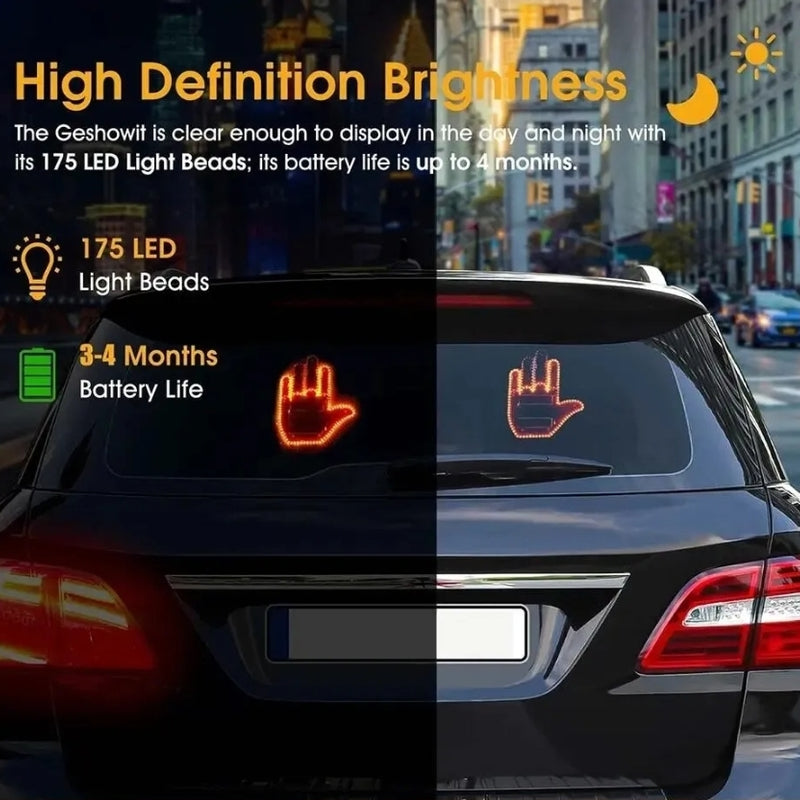 3in1 Car Finger Gesture Light with Remote Signs Gesture Light Car Rear Window Lamp