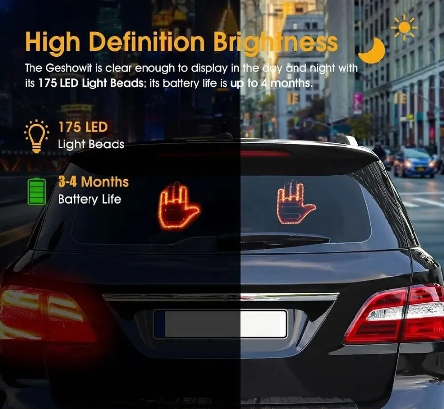 3in1 Car Finger Gesture Light with Remote Signs Gesture Light Car Rear Window Lamp