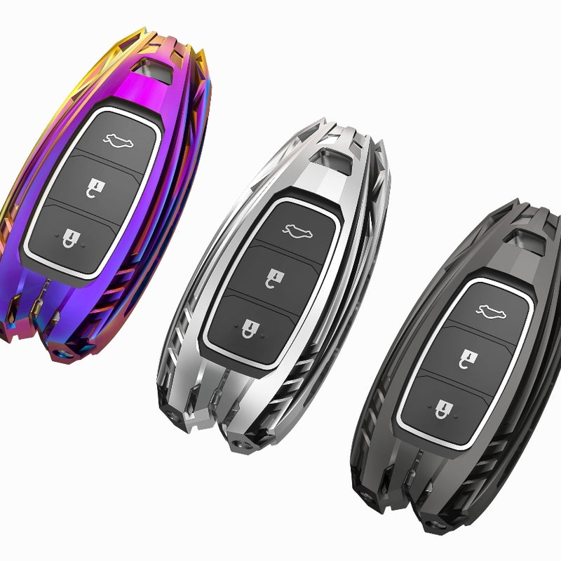 Hyundai Verna 3,4 Button Key Armour Metal Alloy Keycase with Holder & Rope Chain