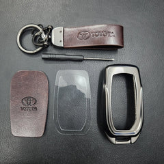 Fortuner/Hycross New Key Metal Alloy Leather Keycase with Holder & Rope Chain