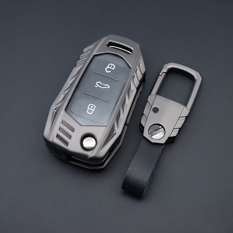 Skoda/Volkswagen Old Flip Key Armour Metal Alloy Keycase with Holder & Rope Chain