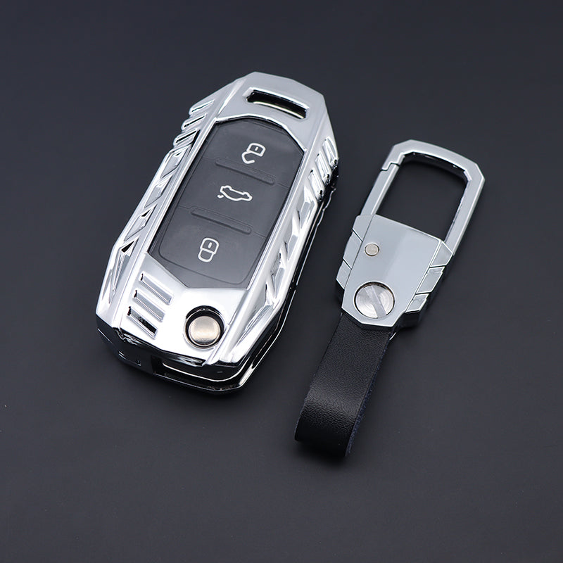 Skoda/Volkswagen Old Flip Key Armour Metal Alloy Keycase with Holder & Rope Chain