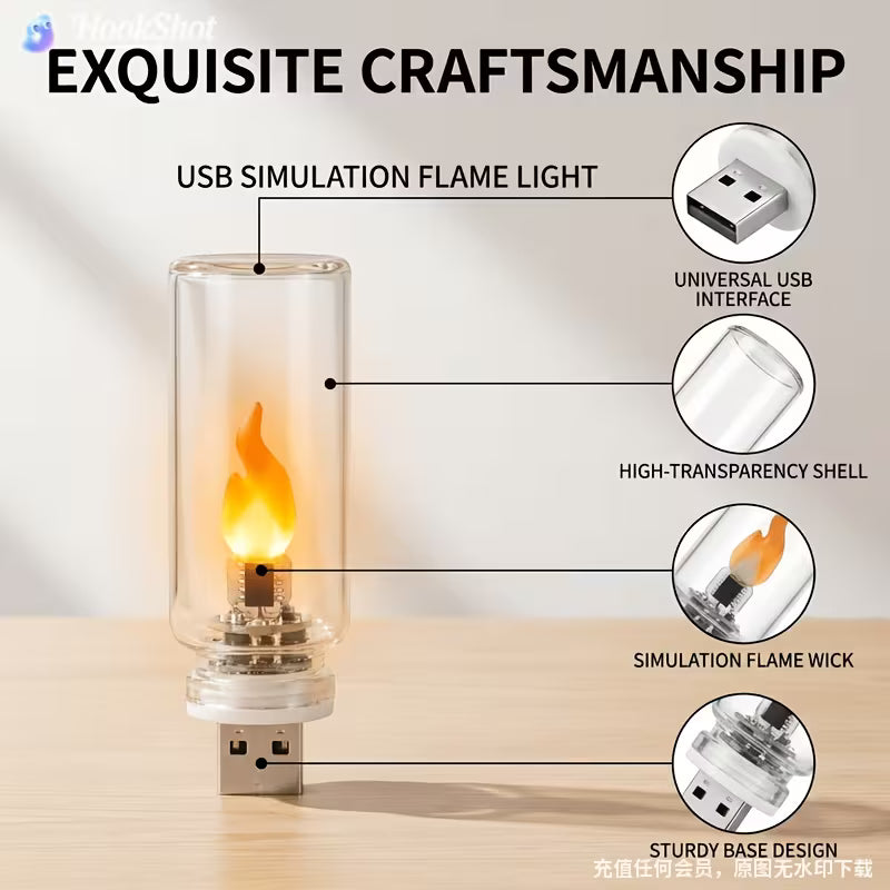 Touch-Sensitive Flame LED Glass Bottle Lamp Frosted & Transparent - USB-Powered Night Light 2 Pcs Set