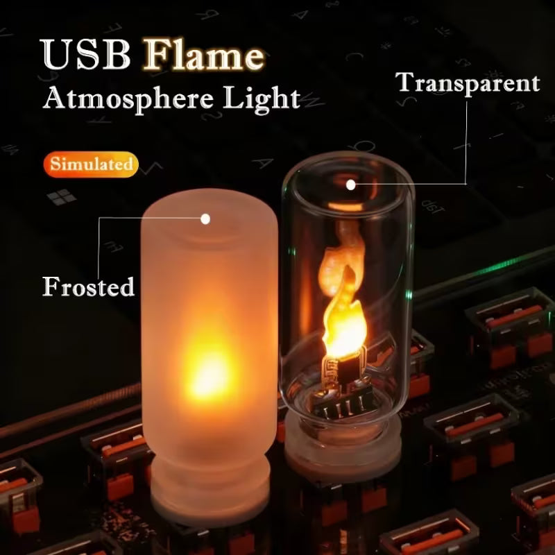 Touch-Sensitive Flame LED Glass Bottle Lamp Frosted & Transparent - USB-Powered Night Light 2 Pcs Set